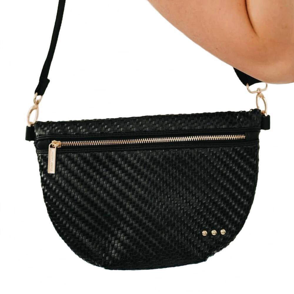 NEW PRETTY SIMPLE women's westlyn diagonal woven bum bag in black